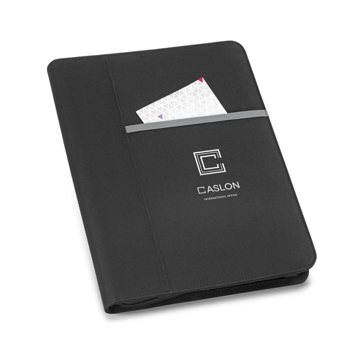 A4 folder in black with front pocket and note pad