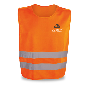 fluorescent orange reflective vest with logo