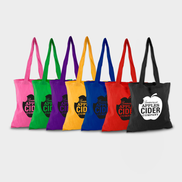 Coloured shopping bags lined up in a range of colours