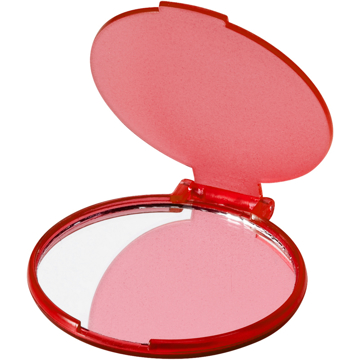 Carmen Mirror in red with plastic flip-top cover and transparent back