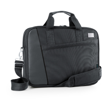 Black laptop case with carry handles and shoulder straps