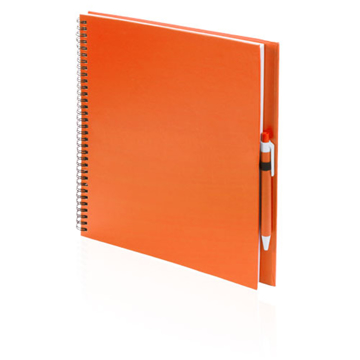 Tencar Notebook in orange with colour match pen and black wiro bound