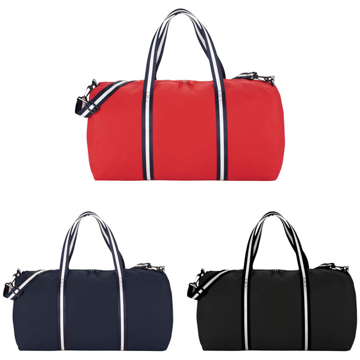 Weekender Duffel Bag in red, navy and black