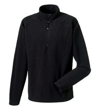 1/4 zip microfleece in black with cadet collar and zip protector
