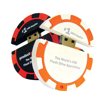 Casino Chip USB in black and red with 1 colour print and white and orange with 1 colour print