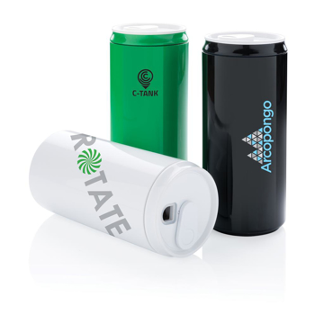 Reusable drinking can with printed logo