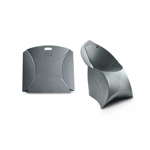 grey silver popup flux chair with view flat packed and built