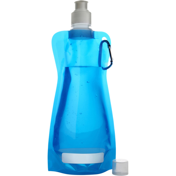 Foldable Water Bottle With Carabiner - Blue