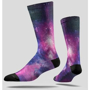 Full Sub Socks with galaxy print on whole sock with black heel and toe