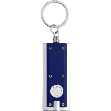 long blue rectangular keyring with a small pointer flashlight to the end