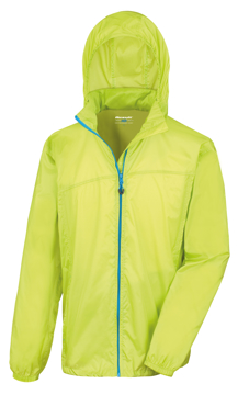 Lightweight Stowable Jacket in green with full zip in blue