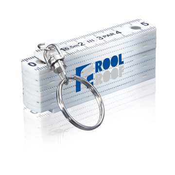 mini metal folding ruler with a keyring and 2 colour branding to the front