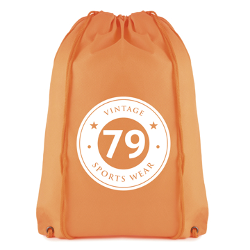 Rothy Drawstring Bag in orange with 1 colour print