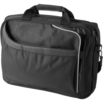 Black Laptop case with white trim and large front pocket