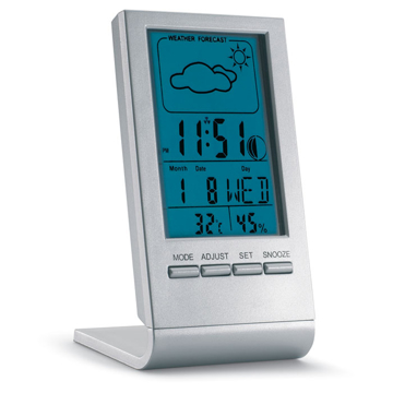 Freestanding digital weather station in silver