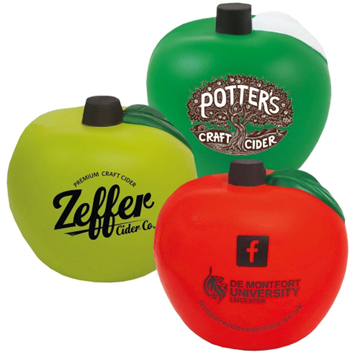 Promotional stress toy in the shape of apples in a range of different colours