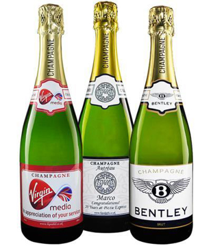Auntreau NV Champagne with branded full colour stickers