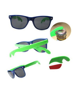 Bottle Opener Sunglasses in black with green arms