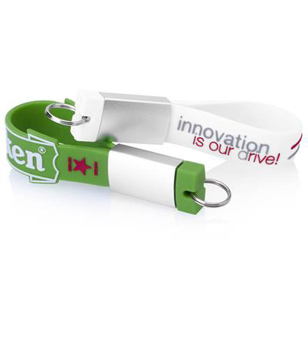 Chain USB 3D in green with 2 colour logo and withe with 2 colour logo