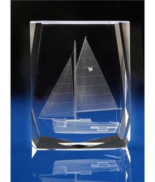 Chamonix Paperweight With Sailing Boat Engraved