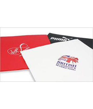 three branded napkins in white, red and black