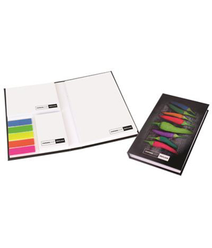 Deluxe Pad Set with 3 sticky note pads and 5 coloured index tabs with 1 colour print logo on pads and full colour print on front cover