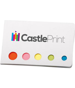 Pocket Note with 5 colourful sticky note flag and notes in white with full colour print logo
