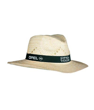 Straw Hat with black ribbon and 1 colour print