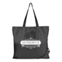 Black polyester folding shopping bag with large print area to the front