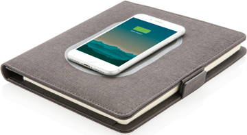 closed view of the a5 wireless charging folder demonstrating wireless charging capability