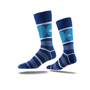 Business Crew Socks in blue with colour contrast stripes and full colour logo