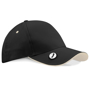 Golf cap with concealed magnets that holds ball marker in black