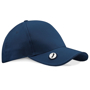 Golf cap with concealed magnets that holds ball marker in navy