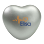 Promotional heart shaped stress toy in silver
