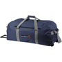Large Trolley Travel Bag in navy with grey straps and details with 4 colour print logo