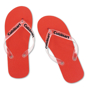 Salti Flip Flops in red with clear straps and 1 colour print