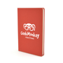 A5 slimline PU notebook in red with 1 colour white print logo