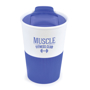350ml double walled coffee cup in blue with white branding area