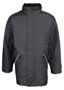 Waterproof professional Jacket in black with full length zip, 2 pockets and fleece lined