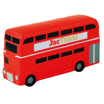 Stress toy in the shape of a red London double Decker bus