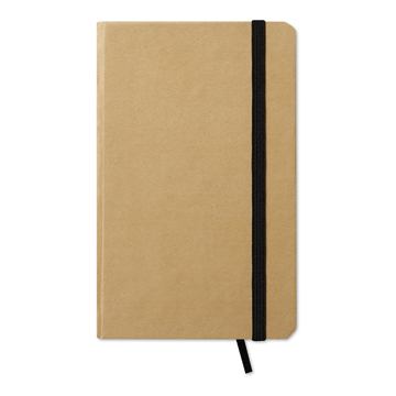A6 evernote recycled paper notebook with black elastic closure strap and ribbon