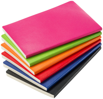 A5 Paperbound notebook in pink, lime green, orange, red, blue and black