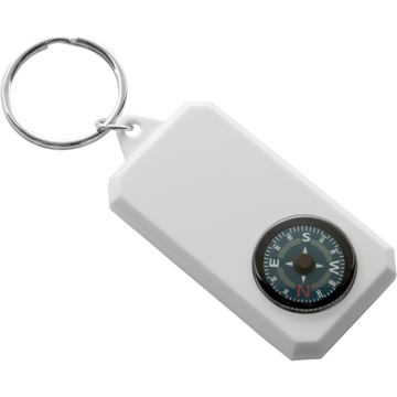 Plastic Compass with key holder in white