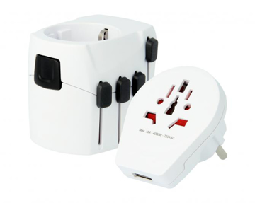 SKROSS® PRO - World & USB Adaptor & Charger in white