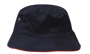 Bucket Hat in navy with red trim