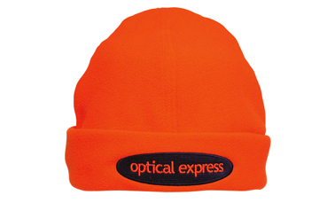 Luminescent Safety Beanie in orange with 1 colour logo