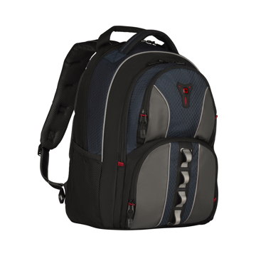 Wenger Cobalt Backpack in black with blue and grey panels