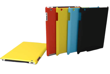 Rubberrised Crystal iPad Cover in red, yellow, blue and black