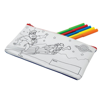 Colour In Pencil Case with 5 coloured pens