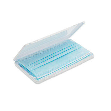 Disposable Face Mask Case in white showing masks fitting inside